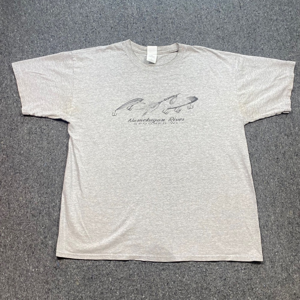 Burning Man 2003 Shirt Sz XL Mens Gray Namekagon River Fishing Graphic Skater 03